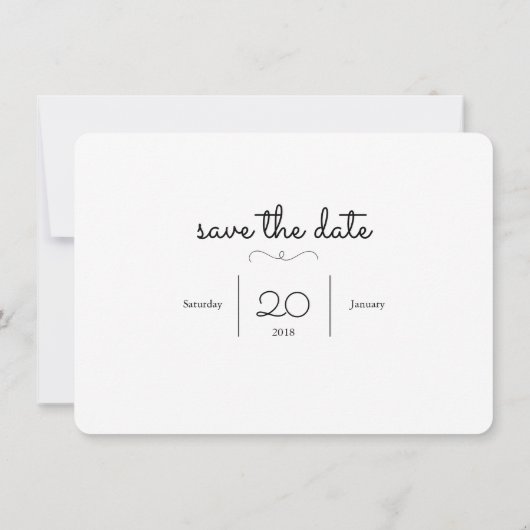 Love Heart Modern Black & White Save the Date Card (Achterkant)
