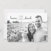Love Heart Modern Black & White Save the Date Card (Voorkant)
