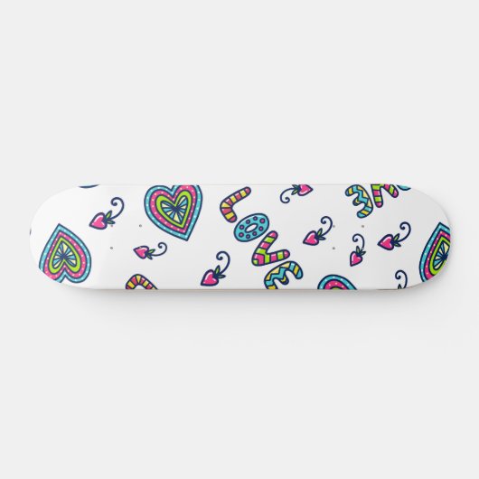 Love Heart Modern Pattern Persoonlijk Skateboard (Horizontaal)