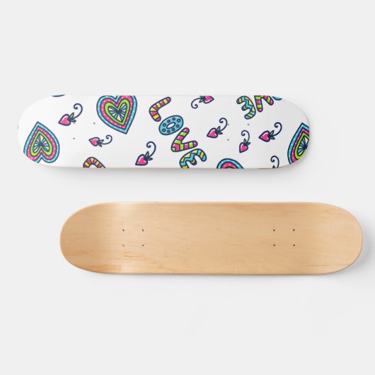 Love Heart Modern Pattern Persoonlijk Skateboard (Horizontaal)