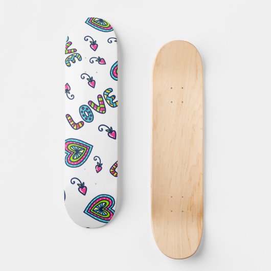 Love Heart Modern Pattern Persoonlijk Skateboard (Voorkant)