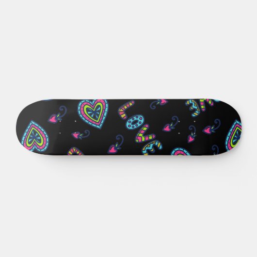 Love Heart Modern Pattern Persoonlijk Skateboard (Horizontaal)