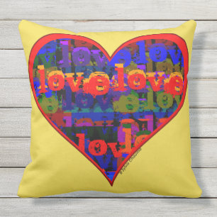 Love Heart Modern Romantic Pop Art Graffiti Style Buitenkussen