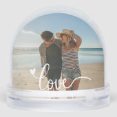 Love Heart Modern Script Photo Sneeuwbol (Achterkant)