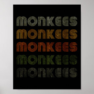 Love Heart Monkees T-shirt Grunge Style Zwart Poster