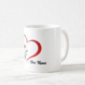 Love Heart Monogram Aangepaste namen Koffiemok (Voorkant rechts)