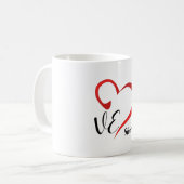 Love Heart Monogram Aangepaste namen Koffiemok (Voorkant links)