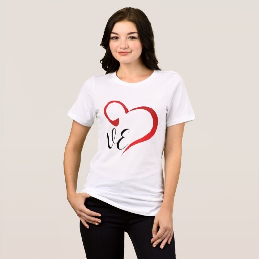 Love Heart Monogram Custom Initials 2 Tri-Blend Shirt (Voorkant volledig)