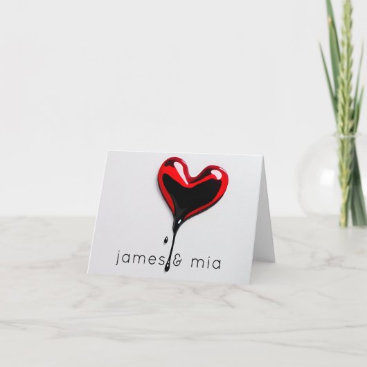 Love Heart Monogram Naam Eenvoudig Modern Minimaal Bedankkaart (Voorkant)