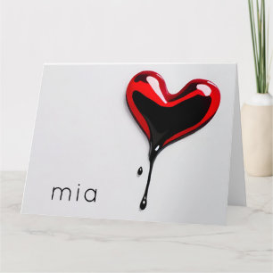 Love Heart Monogram Naam Eenvoudig Modern Minimaal Kaart