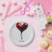 Love Heart Monogram Naam Eenvoudig Modern Minimaal Papieren Bordje (Feest)