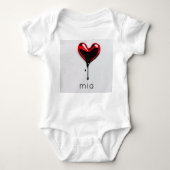 Love Heart Monogram Naam Eenvoudig Modern Minimaal Romper (Voorkant)