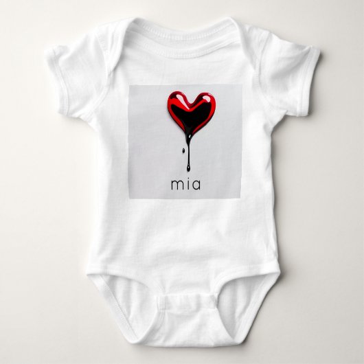 Love Heart Monogram Naam Eenvoudig Modern Minimaal Romper (Voorkant)