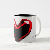 Love Heart Monogram Naam Eenvoudig Modern Minimaal Tweekleurige Koffiemok (Voorkant rechts)