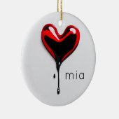 love heart monogram name modern minimal Christmas Keramisch Ornament (Rechts)