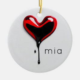 love heart monogram name modern minimal Christmas Keramisch Ornament
