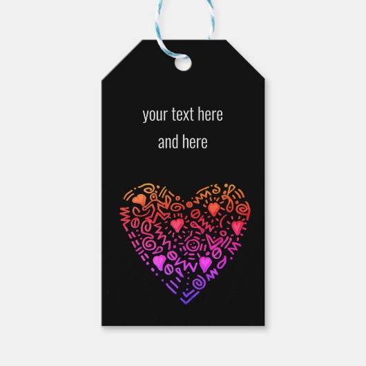 Love Heart Ombre Roze paarse Cadeaulabel (Voorkant)