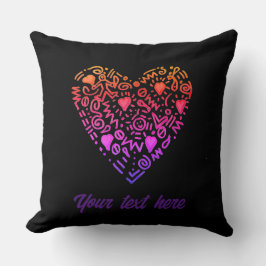 Love Heart Ombre Roze paarse Doodle Sierkussen