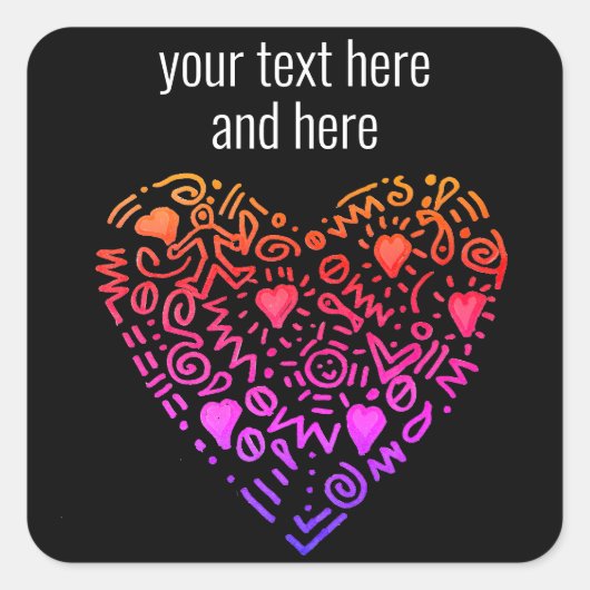 Love Heart Ombre Roze paarse Vierkante Sticker (Voorkant)