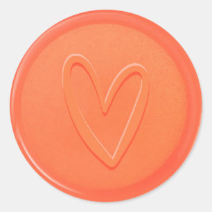 Love Heart Oranje Wax Seal Sticker