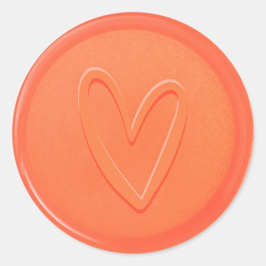 Love Heart Oranje Wax Seal Sticker (Voorkant)