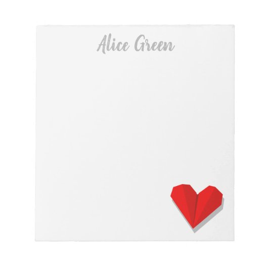 Love Heart Origami Vector Illustration Notitieblok (Voorkant)