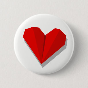 Love Heart Origami Vector Illustration Ronde Button 5,7 Cm