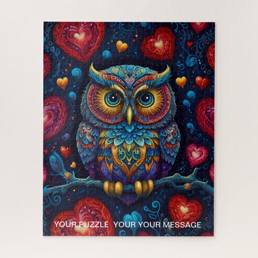Love Heart Owl Legpuzzel (Verticaal)