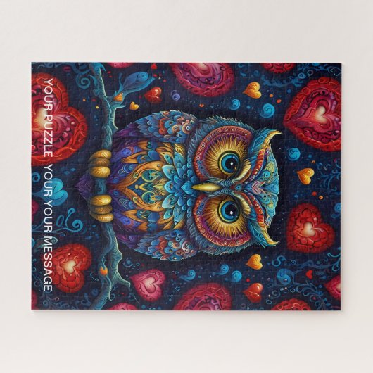 Love Heart Owl Legpuzzel (Horizontaal)