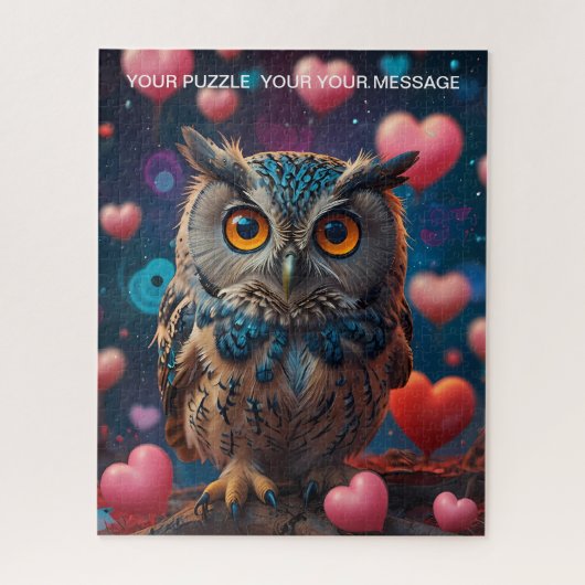 Love Heart Owl Legpuzzel (Verticaal)