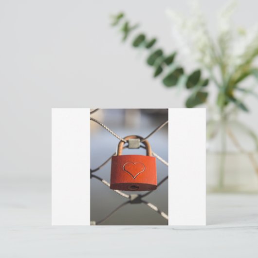Love Heart Padlock Briefkaart (Staand voorkant)