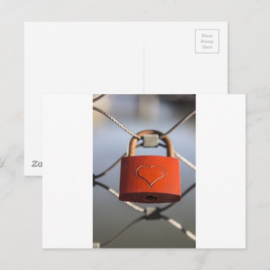 Love Heart Padlock Briefkaart (Voorkant / Achterkant)
