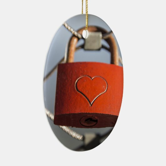 Love Heart Padlock Keramisch Ornament (Rechts)