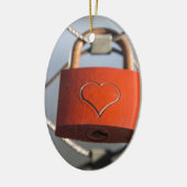 Love Heart Padlock Keramisch Ornament (Links)