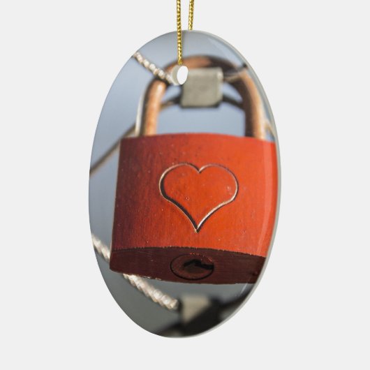 Love Heart Padlock Keramisch Ornament (Links)