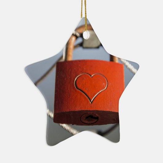 Love Heart Padlock Keramisch Ornament (Rechts)