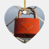Love Heart Padlock Keramisch Ornament (Voorkant)