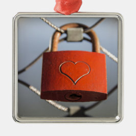 Love Heart Padlock Metalen Ornament