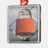 Love Heart Padlock Metalen Ornament (Links)