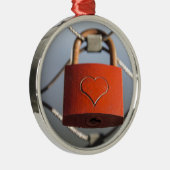 Love Heart Padlock Metalen Ornament (Rechts)