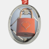 Love Heart Padlock Metalen Ornament (Links)