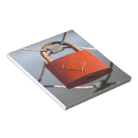Love Heart Padlock Notitieblok (Schuin)
