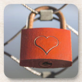 Love Heart Padlock Onderzetter (Voorkant)