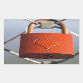 Love Heart Padlock Rechthoekige Sticker