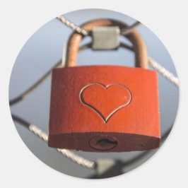 Love Heart Padlock Ronde Sticker