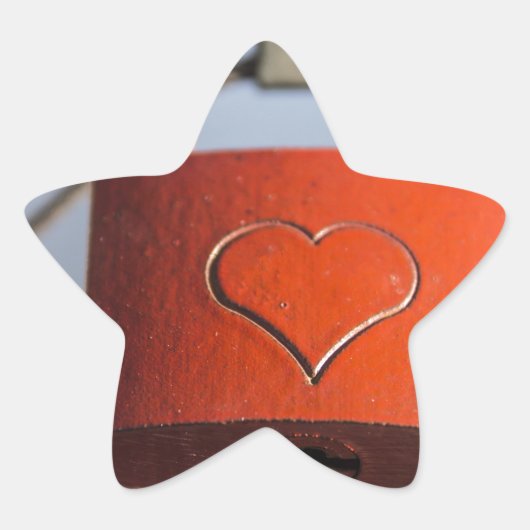 Love Heart Padlock Ster Sticker (Voorkant)