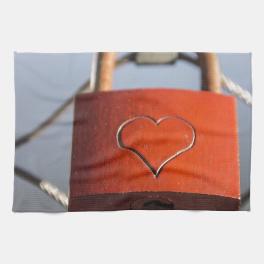 Love Heart Padlock Theedoek (Horizontaal)
