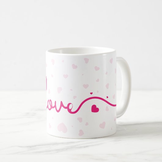 "Love" Heart Pattern Coffee Mug Koffiemok (Voorkant rechts)