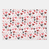 Love Heart Pattern Inpakpapier Vel (Voorkant 3)