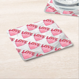 Love Heart Pattern Kartonnen Onderzetters